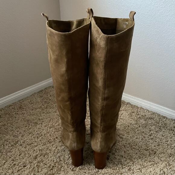 Splendid Boots Womens Size 10 Taupe Brown Suede Leather Knee High Heeled Western - Picture 7 of 14